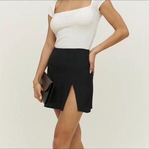 Reformation Black Mini Skirt with Slit